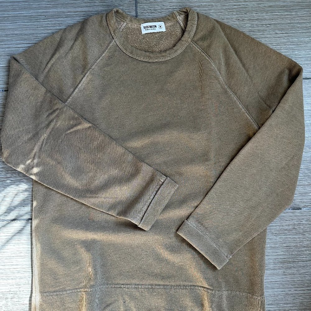 Buck Mason Men's Medium Crewneck Sweatshirt - Khaki Green